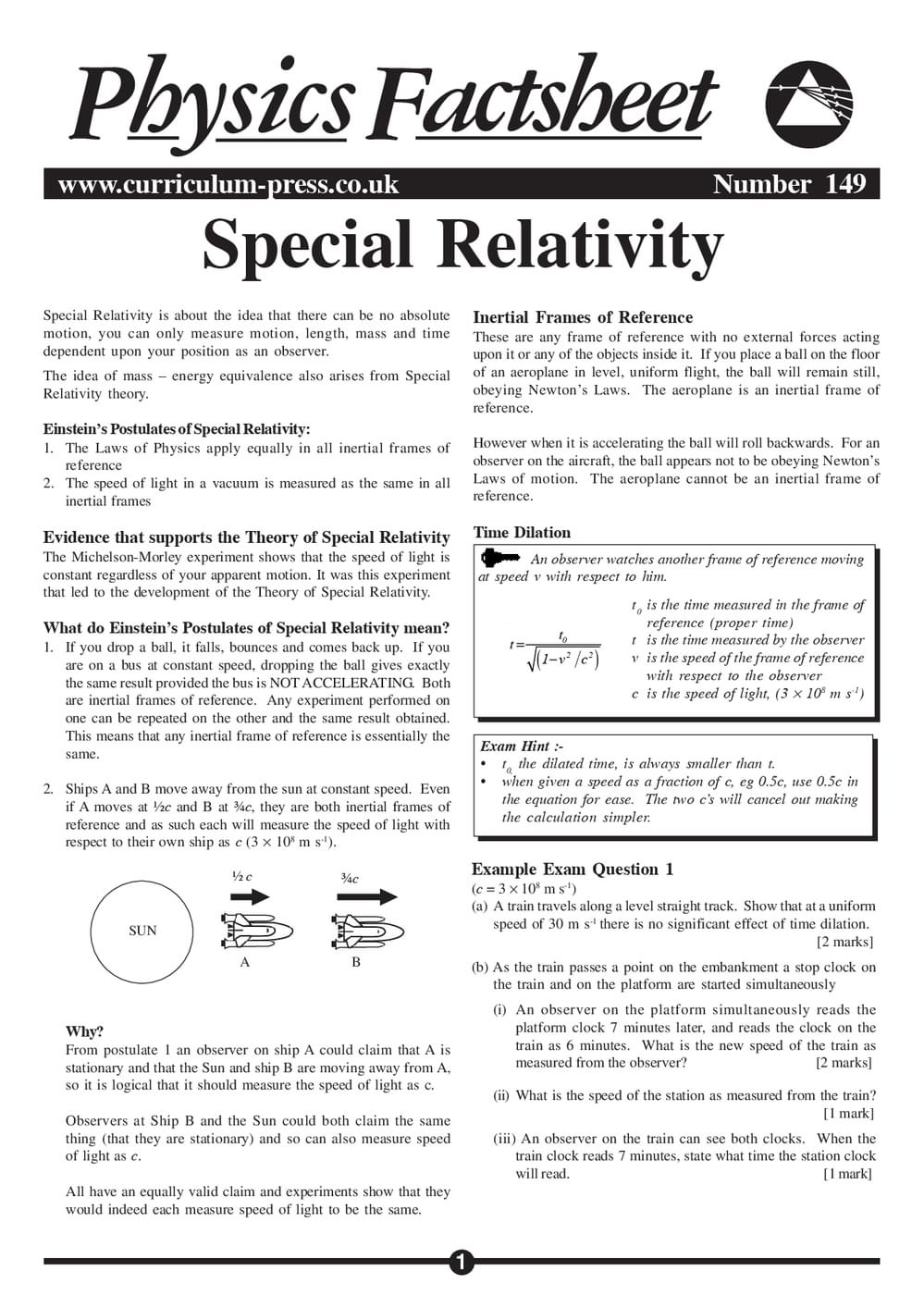 Special Relativity Curriculum Press Special relativity curriculum press